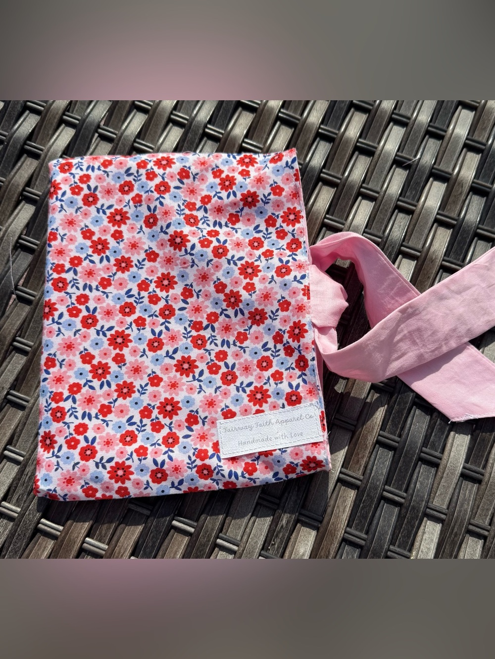 Handmade Floral Kindle Case with Pink Ties
